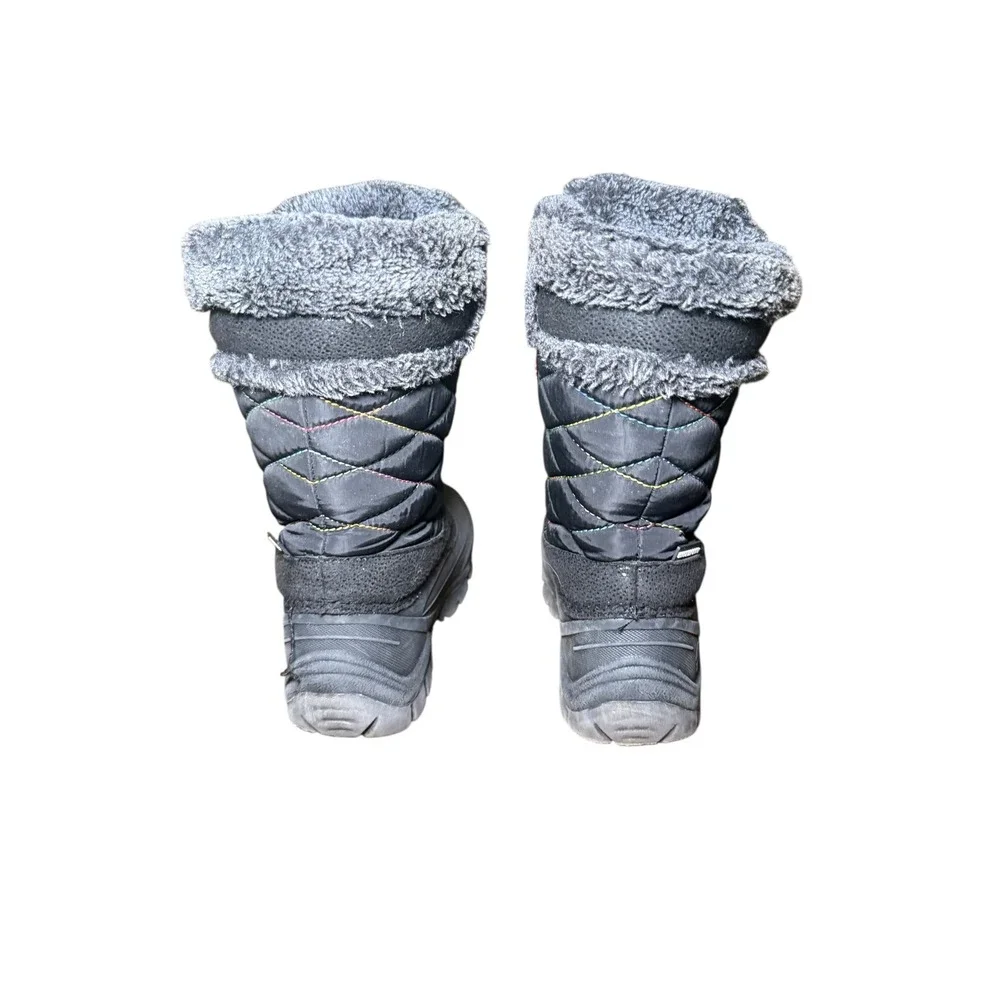 Kamik Kids Waterproof Snow Boots Black Pink Quilted‎ Fur Trim Size 2
